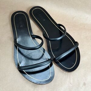 J. Crew Black Leather Slide Sandals. Size 9